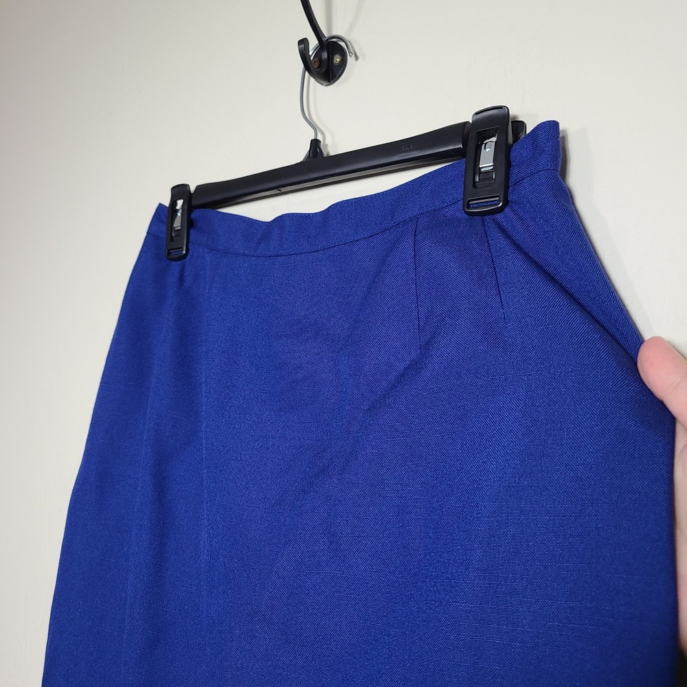 Le Suit Royal Blue Double Breasted Blazer Skirt Suit‎ 10P Office Career Formal - Picture 10 of 15